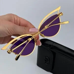 Valentino Women BRAND NEW Sunglasses Titanium Gold Grey Cat Eye V - GLASSLINER VALENTINO V-GLASSLINER-VLS-118B-55 Sunglasses Sun Glasses  main image 3